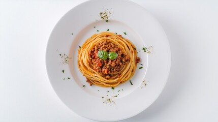 Canvas Print - Spaghetti with Bolognese Sauce on a White Plate