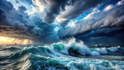 Wall Mural - Low angle view of powerful storm at sea