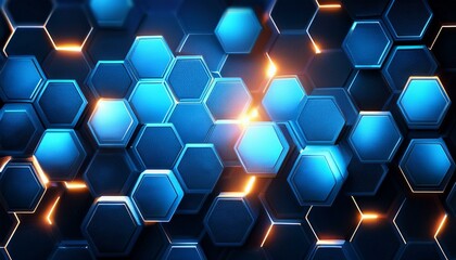 Wall Mural - abstract background hexagon pattern with glowing lights