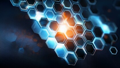 Wall Mural - abstract background hexagon pattern with glowing lights