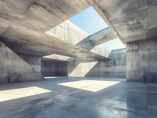 Wall Mural - abstract empty, modern concrete room with skylight from ceiling wall, stock-photo, 8k 