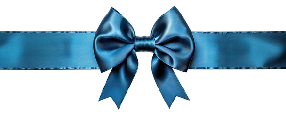 Wall Mural - Blue satin ribbon with bow for decorative gifts.