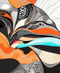 Wall Mural - Abstract design featuring flowing shapes and patterns in vibrant colors.