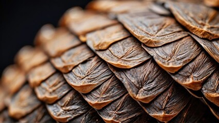 Wall Mural - Close-up of a pine cone with intricate details of overlapping scales and textures.