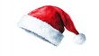 © Pniuntg - Watercolor illustration of a Santa Claus hat with fluffy white trim, clipart, isolate on white background