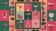 © Kartik - Selection of cocktails drinks  collage composition nested on a square frame