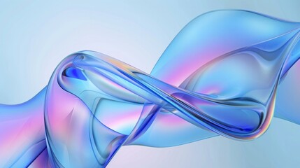 3d abstract light blue curve transparent glass with colorful gradient color. Design for presentations, backgrounds, headers, covers.