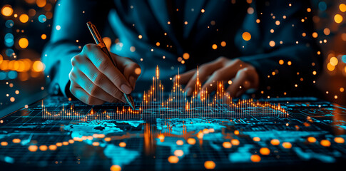 Aufkleber - Business professional analyzing financial data on a digital tablet with forex trading graphs.