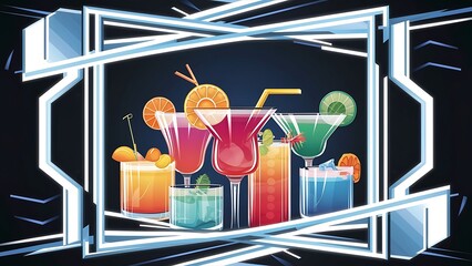 Vector frame with cocktails