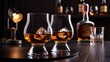 © Kartik - Glasses of whisky with ice  - studio shot