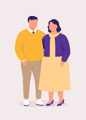 Wall Mural - Portrait Of Plus Size Couple Standing Together With Arms Around.