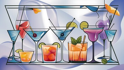 Vector frame with cocktails