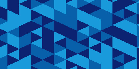 Wall Mural - Seamless geometric pattern square shapes low polygon backdrop background. Abstract geometric wall tile and metal cube background triangle wallpaper. Blue polygonal background.