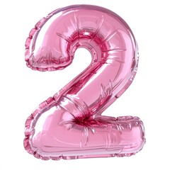 Canvas Print - Bright Pink Inflatable number 2 with Fluffy Features