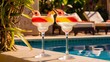 © Kartik - Two glasses with tasty, natural fruit beverage at poolside