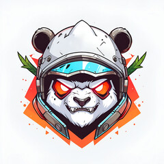 Canvas Print - Angry Panda in a Futuristic Helmet