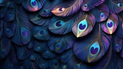 Wall Mural - Mesmerizing 3D Peacock Feather Patterns on Luxurious Velvet Background