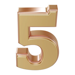 Gold 3D Number 5