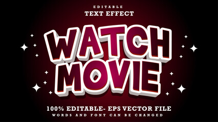 Fototapete - 3d Word Watch Movie Editable Text Effect Design, Effect Saved In Graphic Style