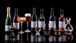 © Kartik - Set with different drinks on black background - champagne, beer, cocktail, wine, brandy, whiskey, scotch, vodka, cognac