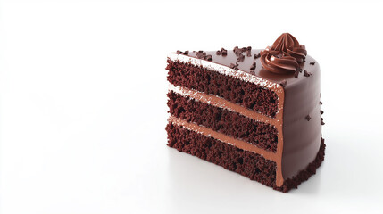 Wall Mural - Slice of chocolate cake with a chocolate curl.