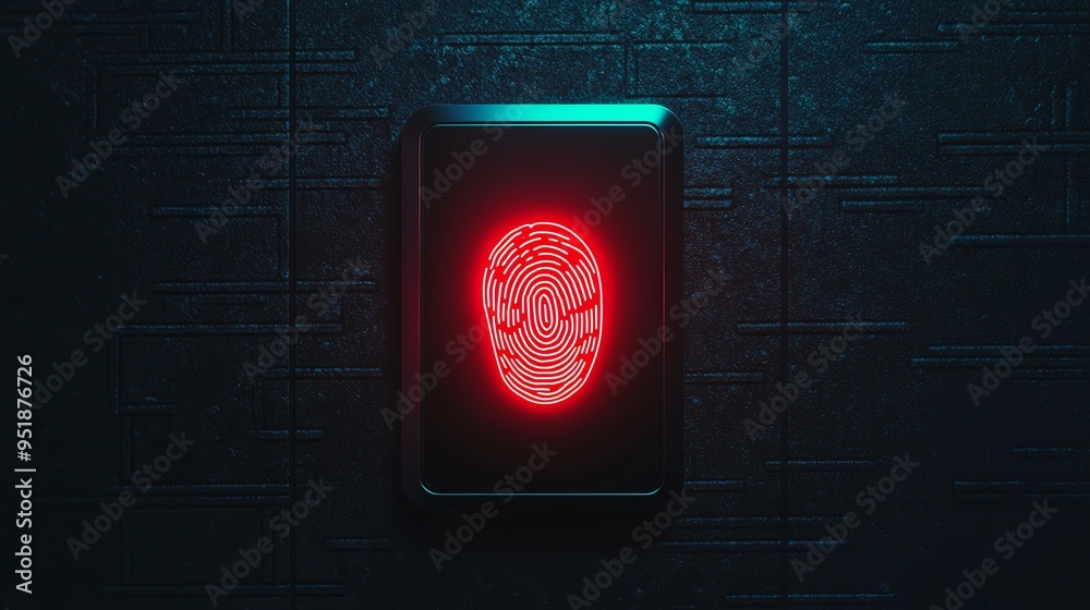 Secure access control panel with fingerprint scan, 3D illustration ...