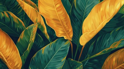 Wall Mural - A background of juicy leaves. Green and yellow foliage, abstract background, natural texture. A place for the text.