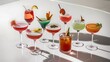 © Kartik - Set with different cocktails on white background