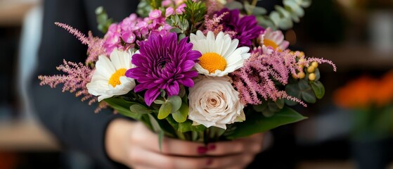 Sticker - purple and white blooms at center, green background