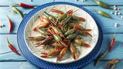 Canvas Print - a plate of crayfish