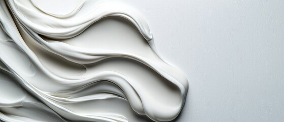 Canvas Print -  A tight shot of a pure white substance atop a pristine white surface, mimicking the appearance of an undulating wave formed by applied white paint