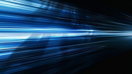 digitally generated image of blue light and stripes moving fast over black background 