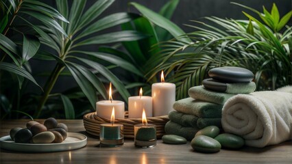 Canvas Print - candles spa and wellness background