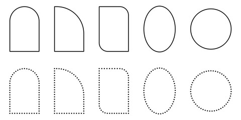 Wall Mural - collection of simple arched frames - set of vector frames in different styles isolated on a transpar