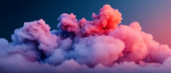 Canvas Print -  A pink and blue sky backdrop bears a cloud of matching hue smoke