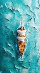 Poster - Sailing Ship View From Above.