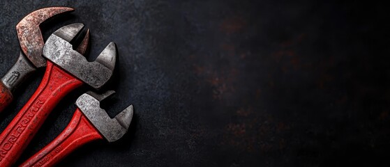  A wrench and pliers against a dark backdrop - text or image space here