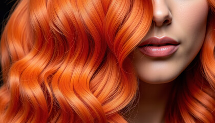 Close up photo of a woman with fiery red hair with long, wavy curls.