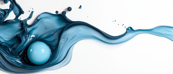 Wall Mural -  A blue egg floats in the center of a whirlpool of blue liquid against a pristine white background