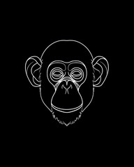 Chimpanzee head minimalist line art illustration