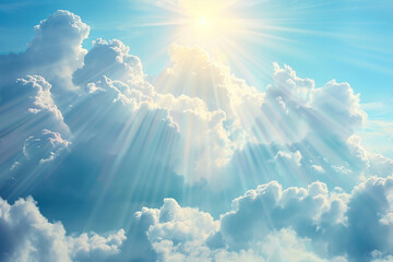 Wall Mural - the sky is filled with fluffy white clouds and a bright pink hue, generative ai image.,
