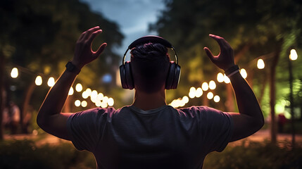 Silent disco in a park