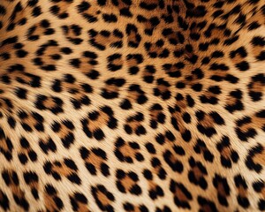 Leopard jaguar skin close-up texture flat lay background