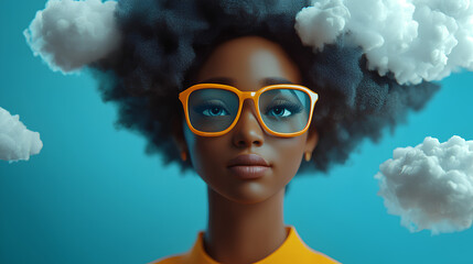 Poster - african american woman coco.cloud computing concept set. cloud service server for storing and proces
