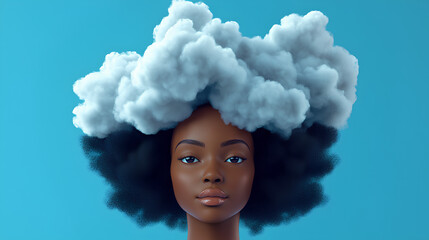 Poster - african american woman coco.cloud computing concept set. cloud service server for storing and proces