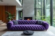 © Lubos Chlubny - Modern living room with purple sofa overlooking forest