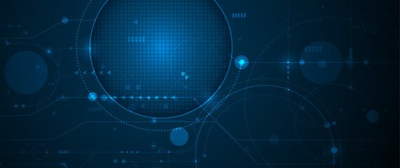 Fototapete - Vector Abstract circuit board design with line, dot on cyberspace background, Illustration computer, science, digital network, modern communication technology, big data, connection futuristic concept