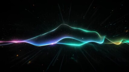 Poster - Abstract waves of neon light undulating against a dark background, creating a futuristic look.