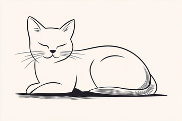 A cat is drawn in black and white