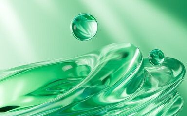 Poster - Green abstract glass texture background, 3d rendering.